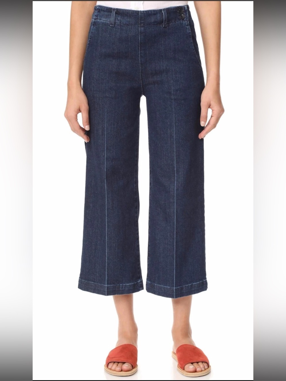 Ag Adriano Goldschmied Dark Blue Wide-Leg Capris Cropped Jeans Size 27R